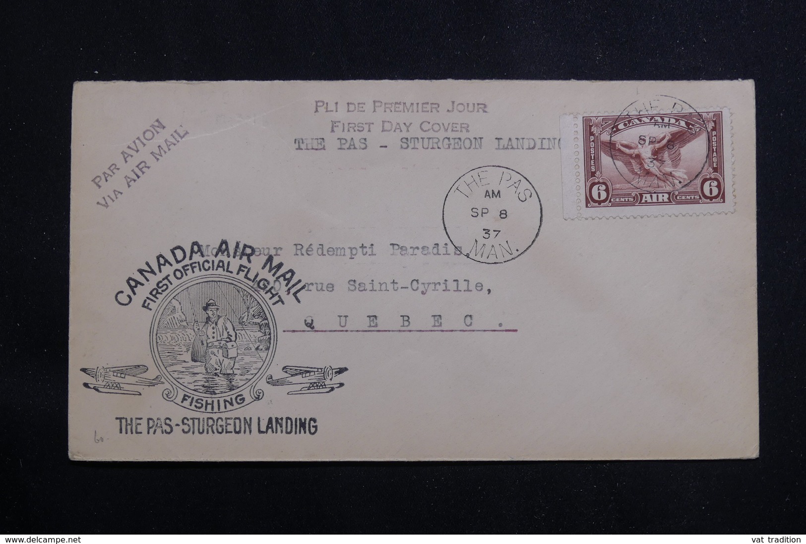 CANADA - Enveloppe 1er Vol The Pas  / Sturgeon Landing En 1937, Affranchissement Plaisant - L 61014 - Cartas