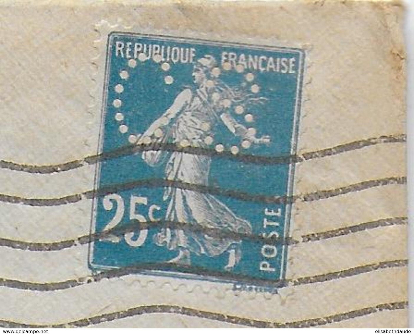 1923 - SEMEUSE PERFORE / PERFIN ! CAISSE SYNDICALE DES FORGES De FRANCE Sur ENVELOPPE De PARIS => CHABANAIS - Autres & Non Classés