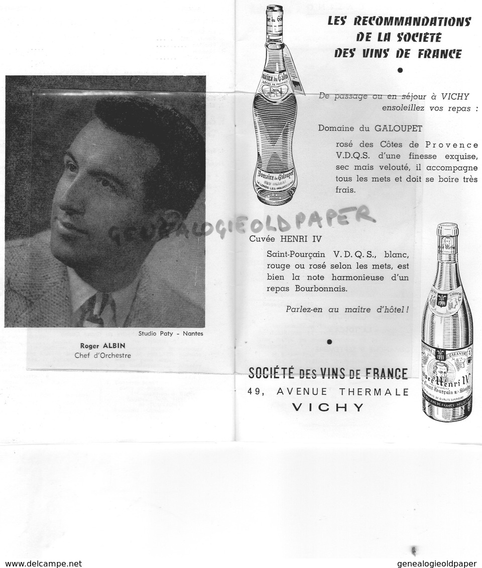 03- VICHY- PROGRAMME SEMAINE 3-9 SEPTEMBRE 1962-THEATRE-CONCERT-CABARET-CINEMA-CASINO-ROGER ALBIN-COLETTE GERARDIN TOSCA