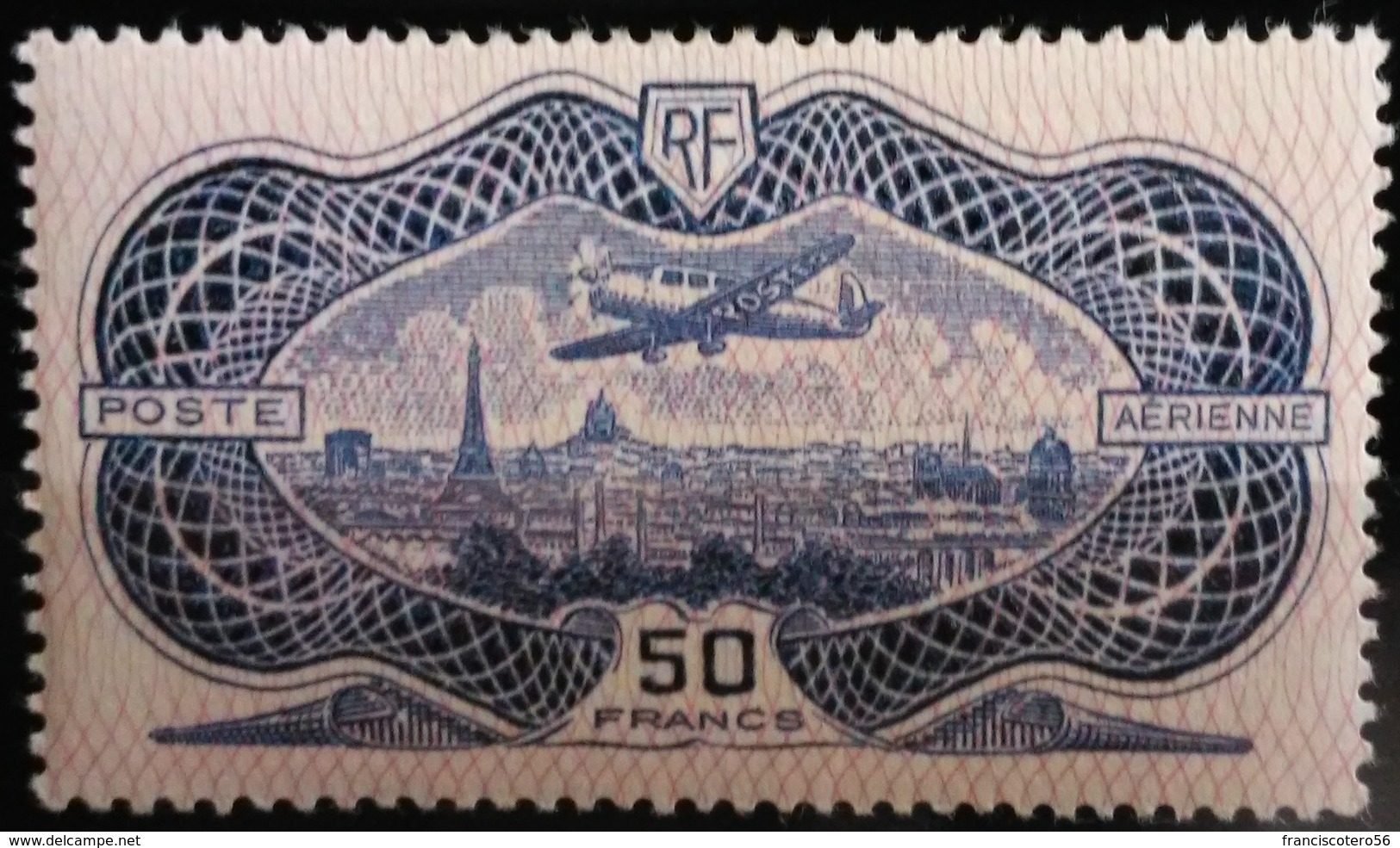 Francia: Año. 1936 - Aéreo. *Nº- 15b. - Super Lujo. Cómo Nuevo Charnela Apenas Visible. (Burelage Rosa). - 1927-1959 Neufs