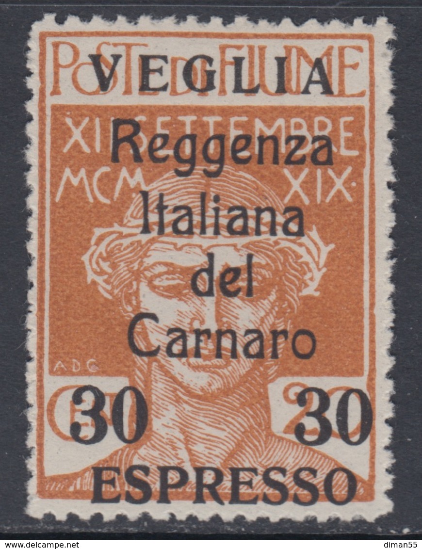 ITALIA - VEGLIA - Espresso N. 1 - Cat. 650 Euro - Linguellato - MH* - Arbe & Veglia