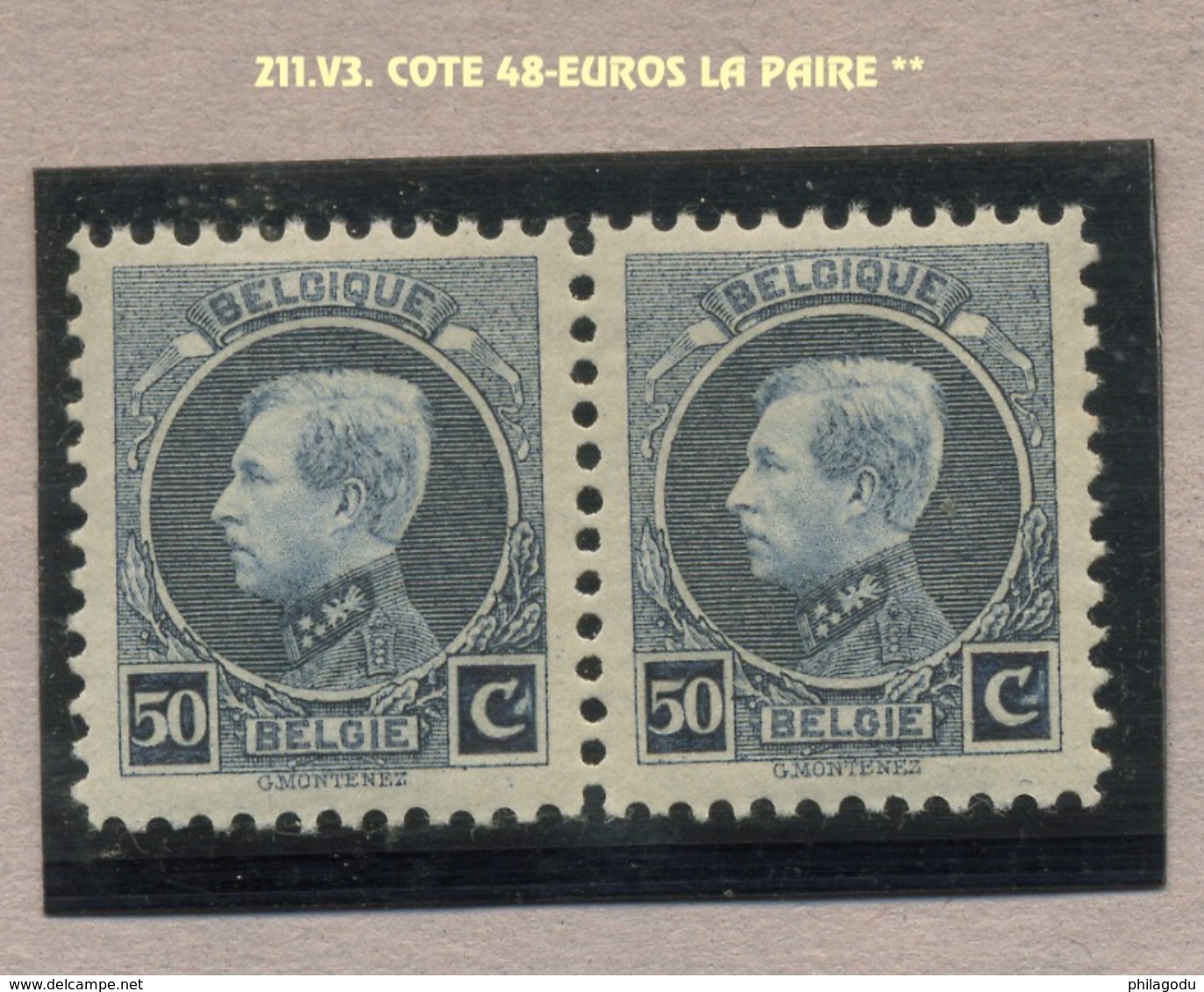 211.V3.  50c Montenez Paire **  Cote  48 Euros. SUPERBE. - Non Classés