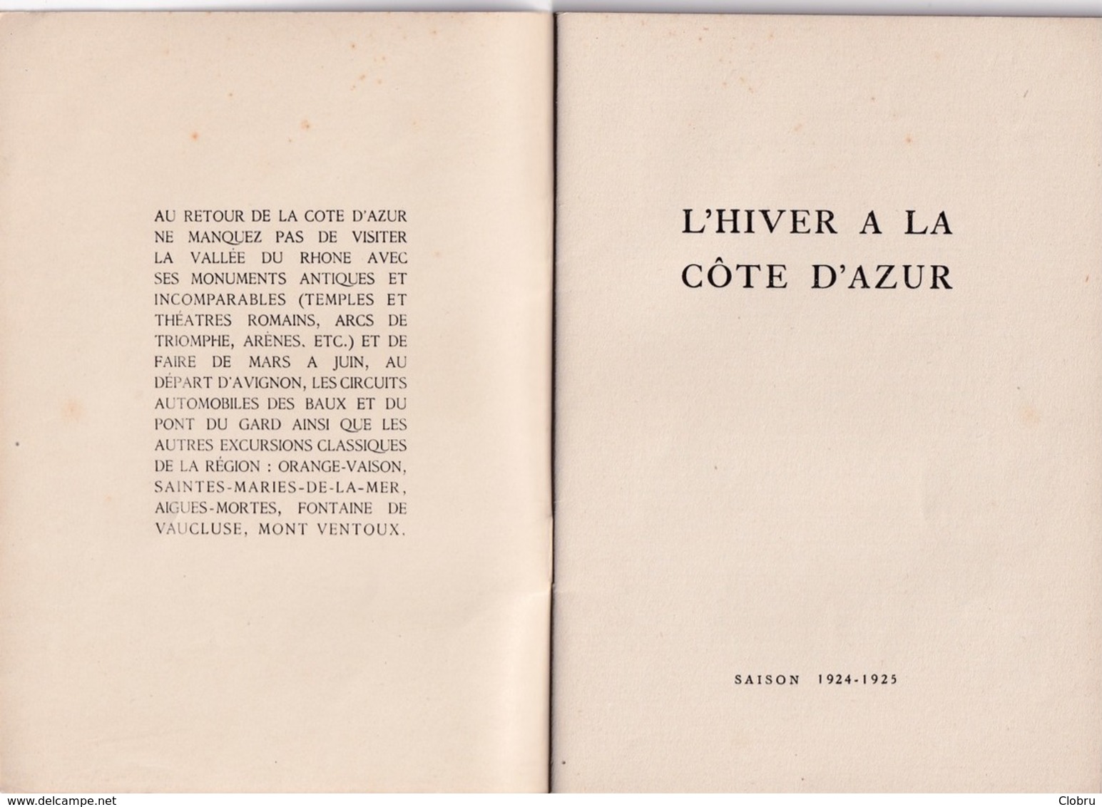 L'Hiver à La Côte D'Azur, Saison 1924-1925 - Côte D'Azur