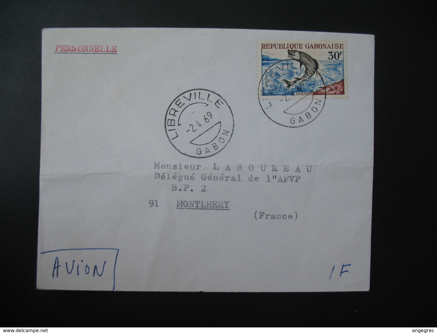 Lettre  République Du Gabon  1969  Cachet Libreville Pour La France Montlhery  TP Poisson - Gabon