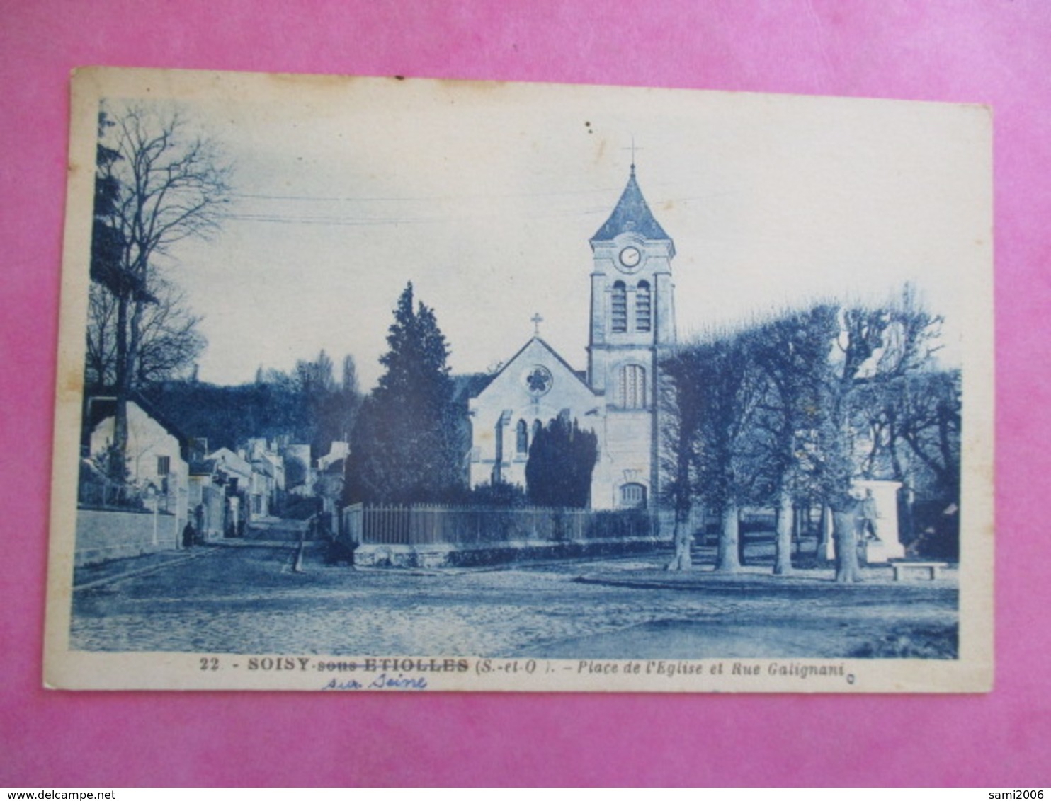 CPA 95 SOISY SOUS ETIOLLES PLACE EGLISE ET RUE GALIGNANI - Soisy-sous-Montmorency