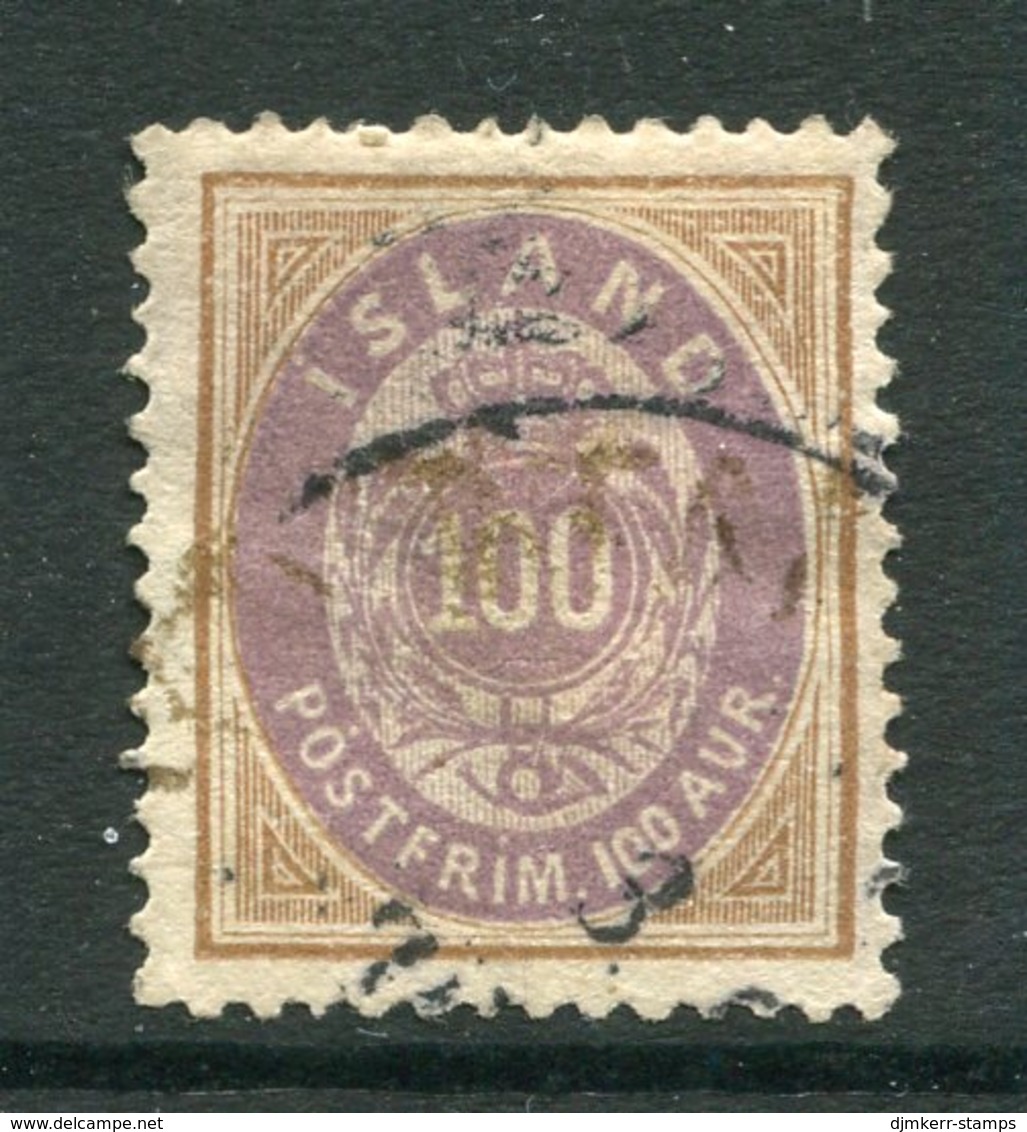 ICELAND 1892 Arms Definitive 100 Aur.  Used.  Michel 17 - Used Stamps