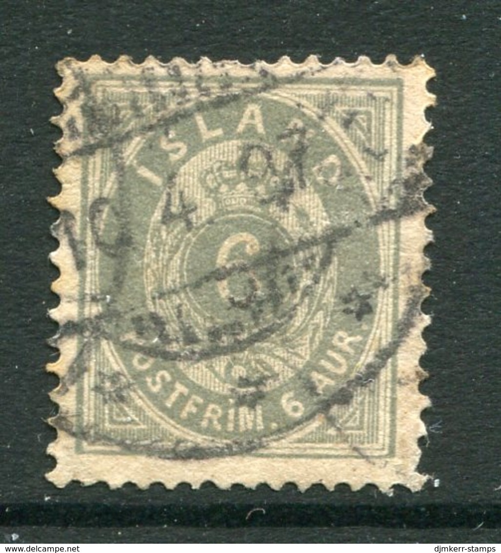 ICELAND 1876 Arms Definitive 6 Aur. Perforated 14:13½ Used.  Michel 7 A - Usados