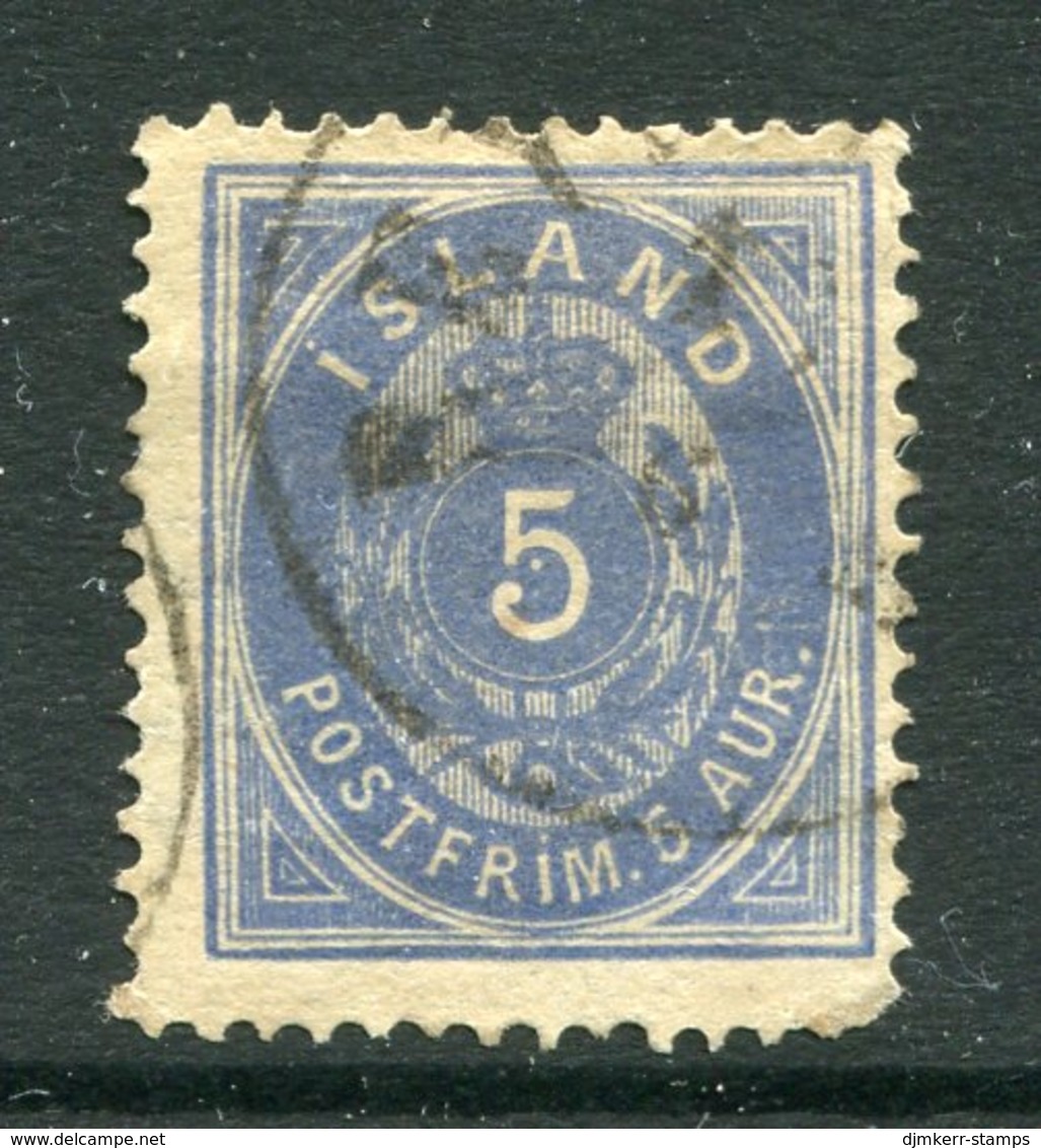 ICELAND 1876 Arms Definitive 5 Aur. Perforated 14:13½ Used.  Michel 6 A - Used Stamps