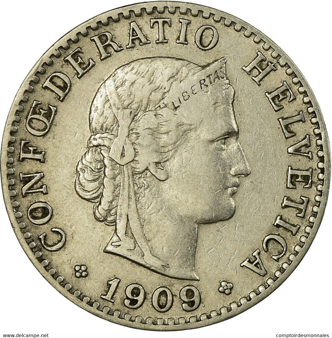 Monnaie, Suisse, 20 Rappen, 1909, Bern, TTB, Nickel, KM:29 - Otros & Sin Clasificación