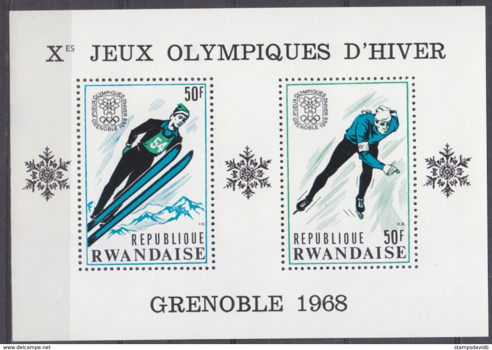 1968	Rwanda	259-260/B11	1968 Olympic Games In Grenoble	7,50 € - Winter 1968: Grenoble