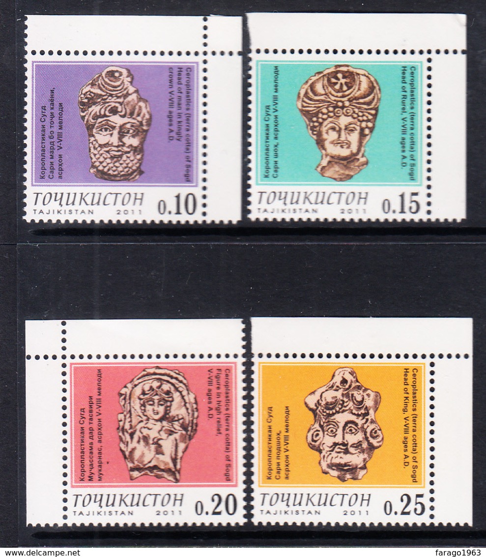 2011 Tajikistan Terra Cotta Heads History Complete Set Of 4  MNH - Tadjikistan