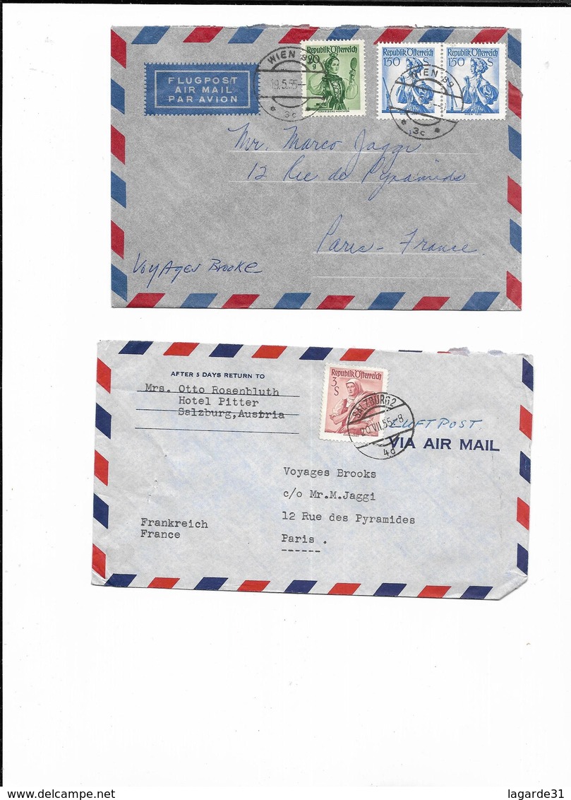 Lot 2 Enveloppes 1955  Autriche Cachet SALZBURG - WIEN - Machines à Affranchir (EMA)