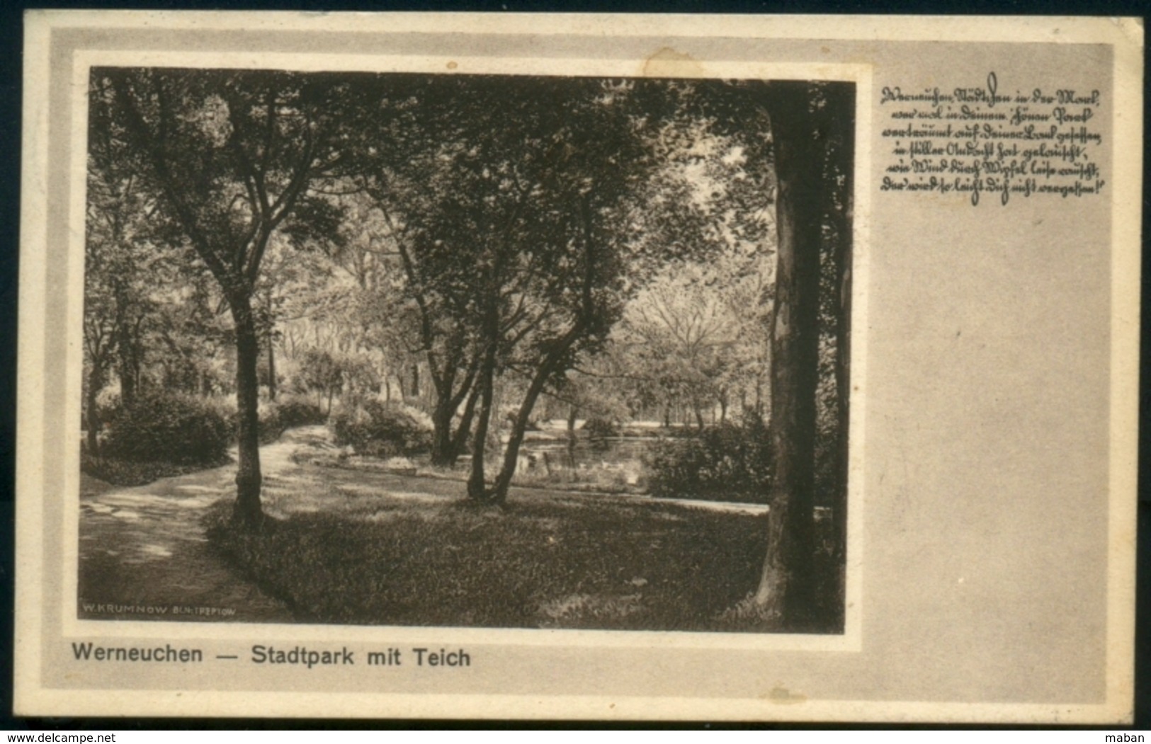 Werneuchen - Stadtpark Mit Teich - Krummov 1932 - Werneuchen