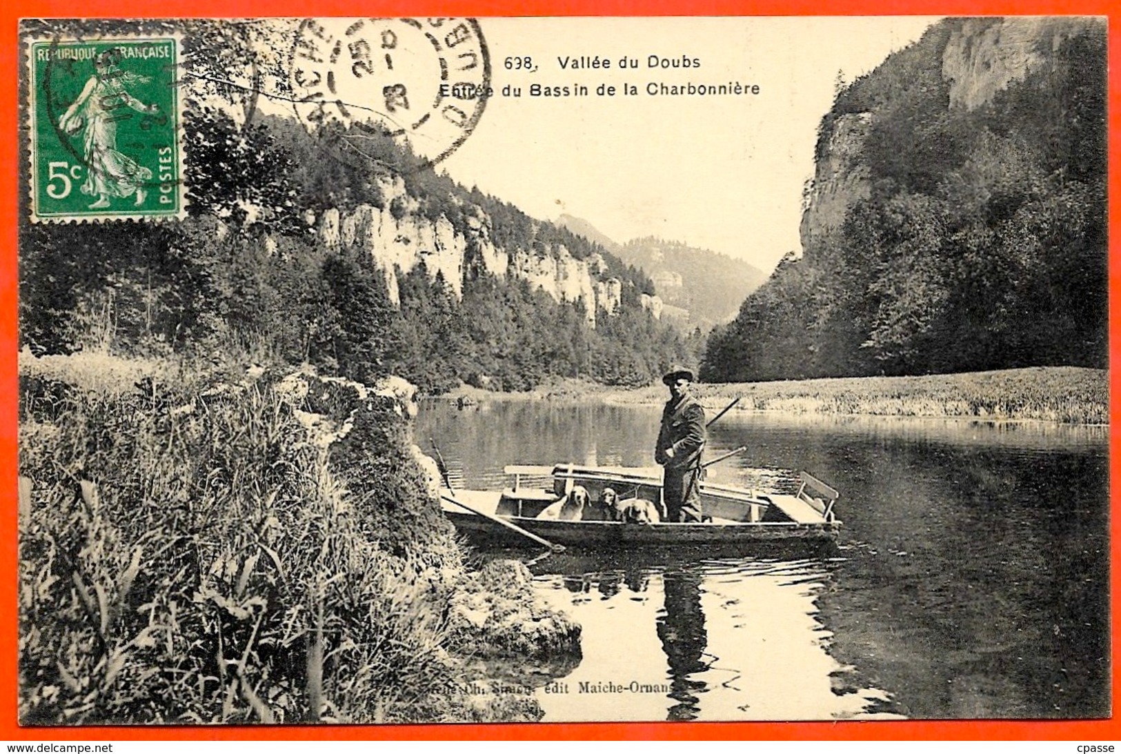 CPA 25 Vallée Du Doubs - Entrée Du Bassin De La Charbonnière (Chasseur Et Ses Chiens - Chasse) ° Simon édit. Maiche - Autres & Non Classés