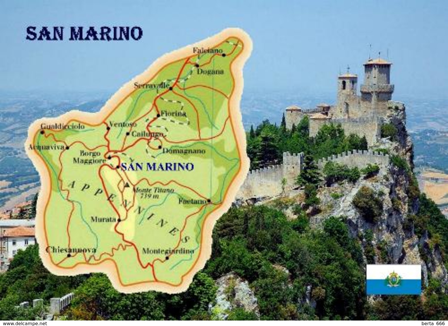 San Marino Country Map New Postcard Landkarte AK - San Marino