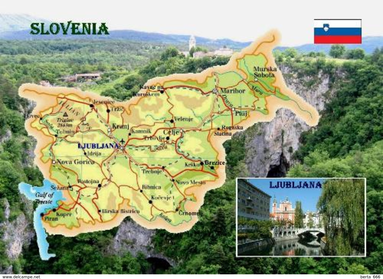 Slovenia Country Map New Postcard Slowenien Landkarte AK - Eslovenia