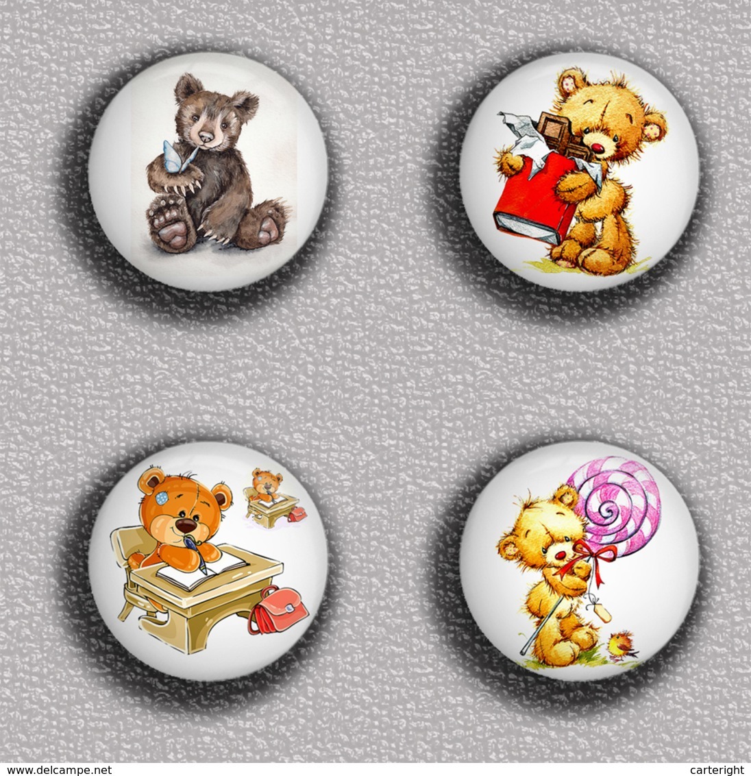 Teddy Bear BADGE BUTTON PIN SET 1 (1inch/25mm Diameter) 35 DIFF - Pin's