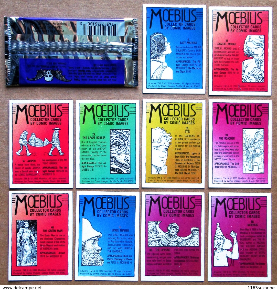 MOEBIUS > Pochette De 10 CARTES DE COLLECTION (Comic Images, 1993) : N° 5, 10, 14, 29, 32, 39, 48, 63, 68, 89 - Chromos