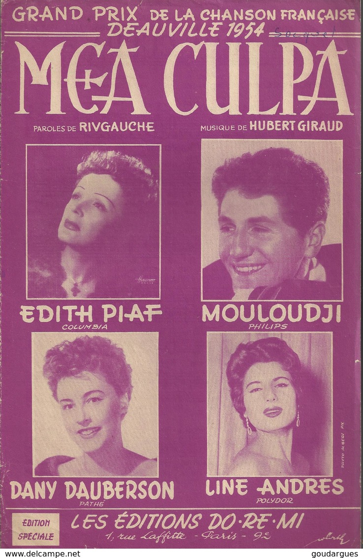 Grand Prix De La Chanson Française Deauville 1954 "Mea Culpa" Edith Piaf, Mouloudji, Dany Dauberson, Line Andres..... - Vocals