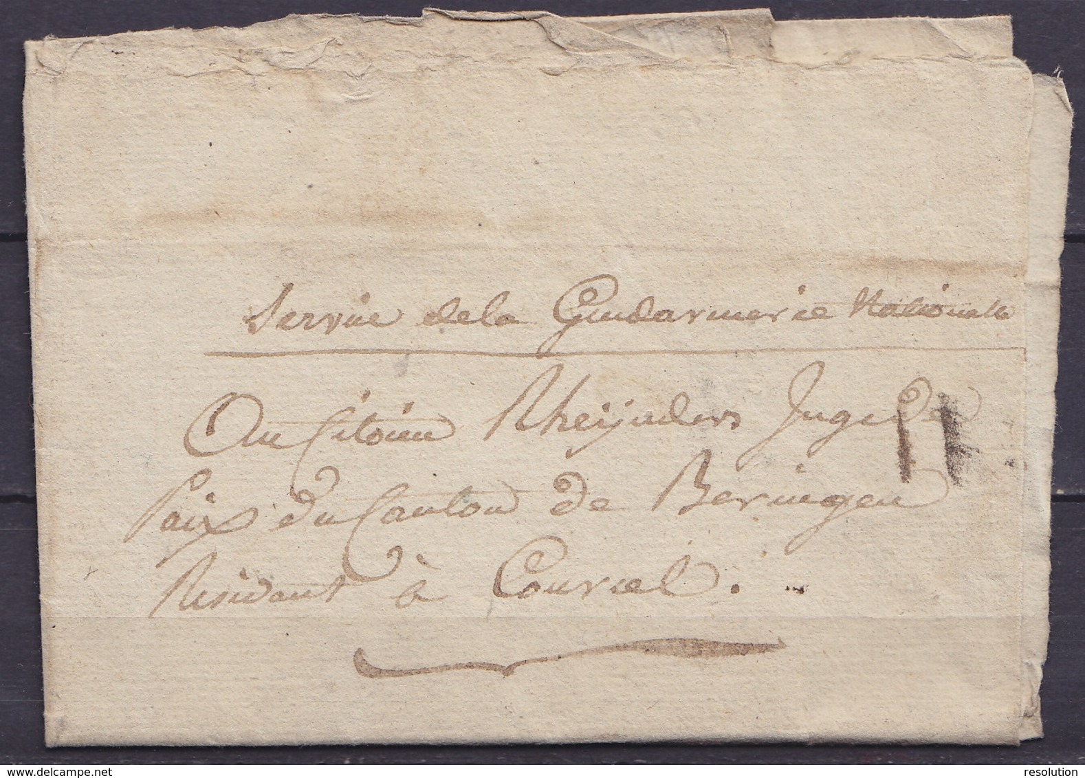 L. Datée 19 Fructidor An 9 (1800) Du Commandant De La Gendarmerie De BERINGEN Pour COURCEL (Kourcel) - Man. "Service De - 1794-1814 (Französische Besatzung)