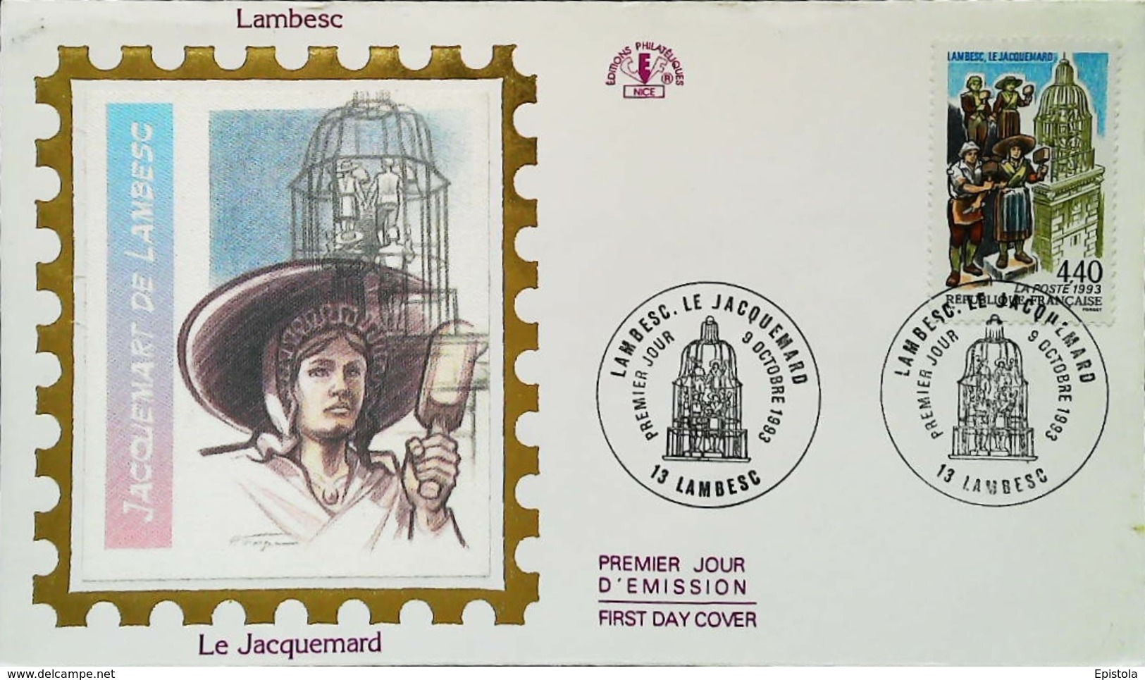 FRANCE - FDC - 1993 (Oblitération LAMBESC 13 )  LE JACQUEMART - Enveloppe Premier Jour - Horlogerie