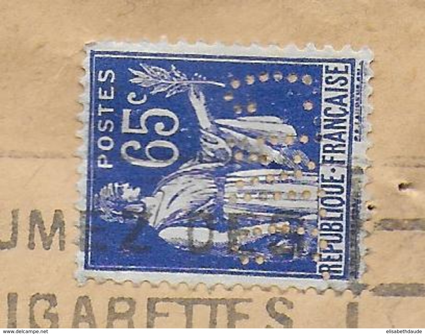 1938 - PAIX PERFORE / PERFIN ! "CMC" Sur ENVELOPPE De MARSEILLE - Autres & Non Classés