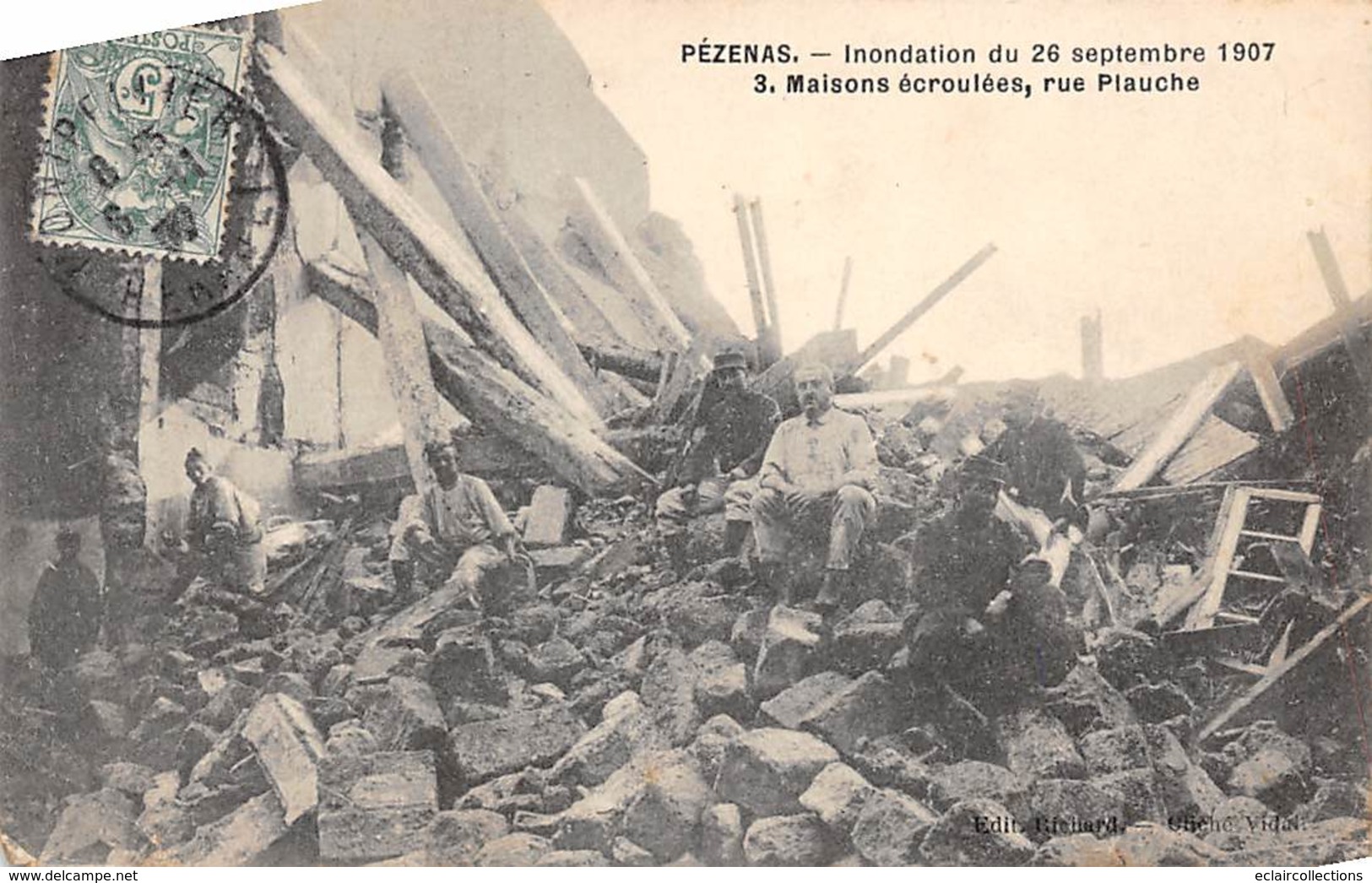 Pézenas   34        Inondation De 1907 Maison écroulées Rue  Plauche  Voir Vente N° 269661219 Pour Nom Des Personnages - Pezenas