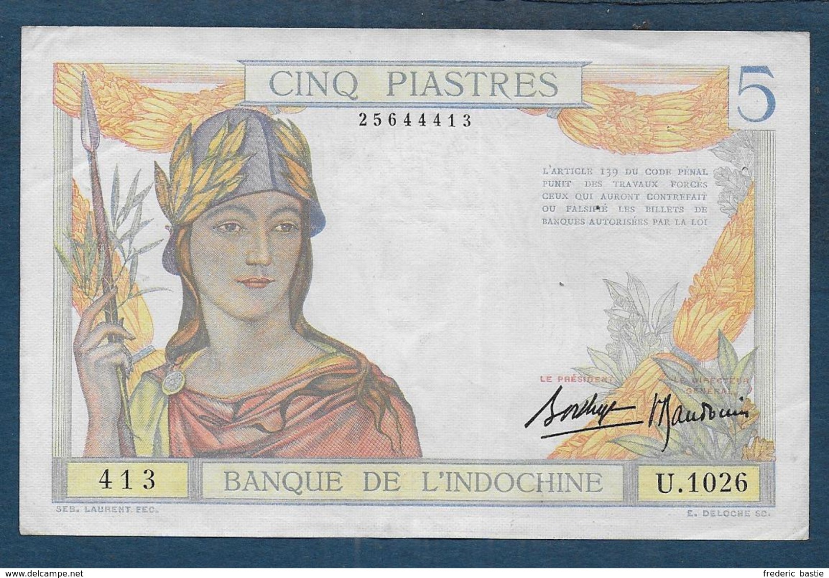 INDOCHINE - Billet De 5 PiastreS - Indochina