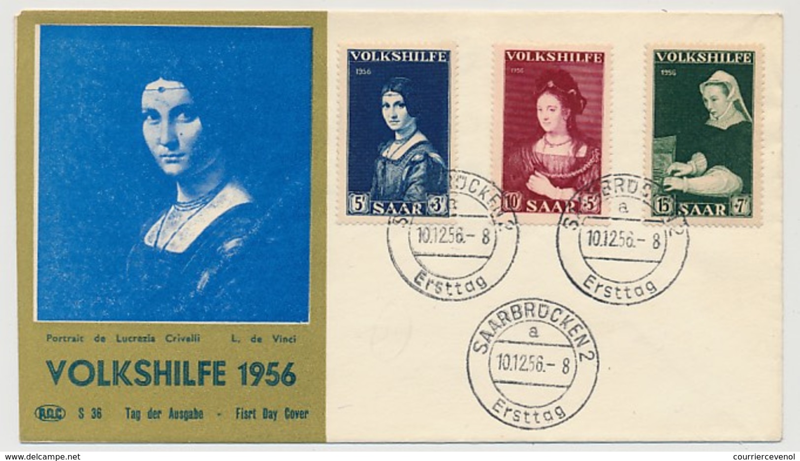 SARRE - Série Volkshilfe 1956 Sur Enveloppe FDC - FDC
