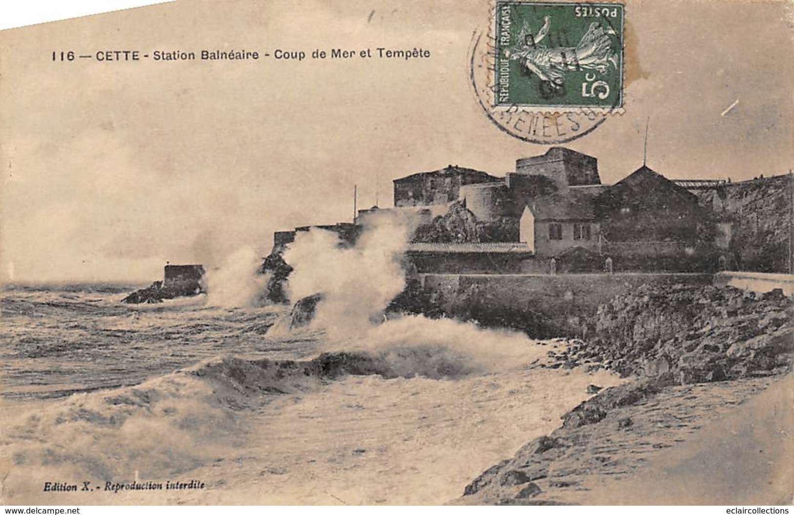 Sète Cette           34         Coup De Mer Et Tempête        (voir Scan) - Sete (Cette)