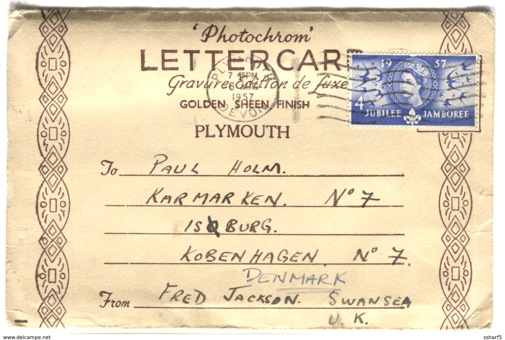 Lettercard Leporello Plymouth 6 Sepia Cards Photochrom Co. Ltd. - Plymouth