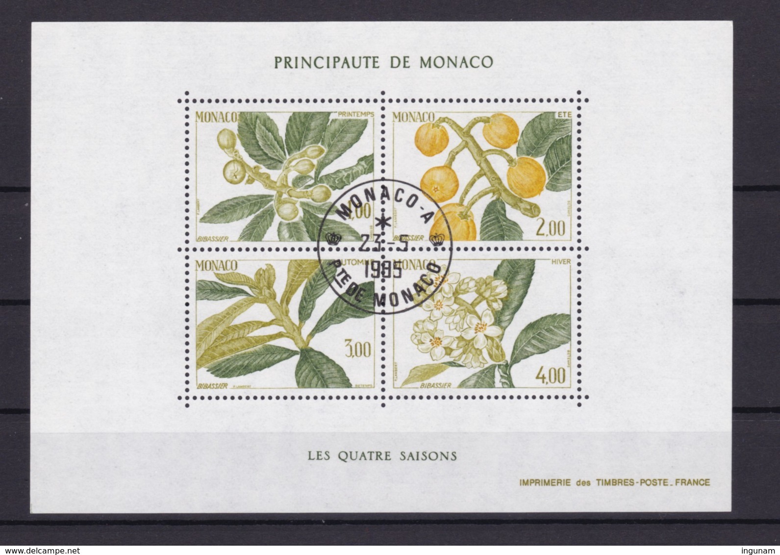 MONACO 1985 FOUR SEASONS III (MI BL 29) BLOCK USED/CANCELLED (o) - Oblitérés