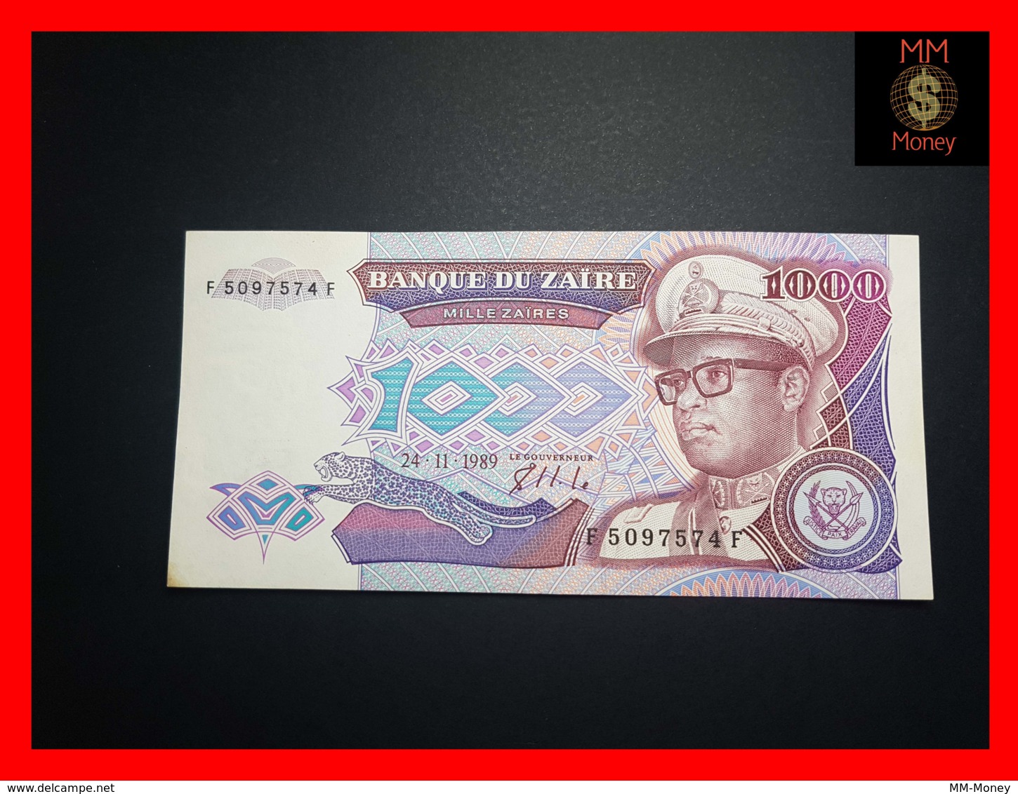 ZAIRE 1.000  1000 Zaires 24.11.1989  P. 35 RARE  UNC - Zaire