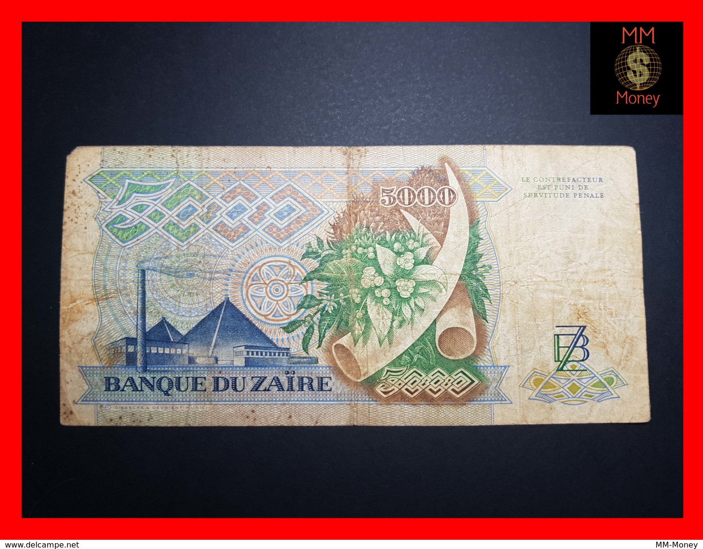 ZAIRE 5.000 5000 Zaires  20.5.1988  P. 37 A RARE Good - Zaire