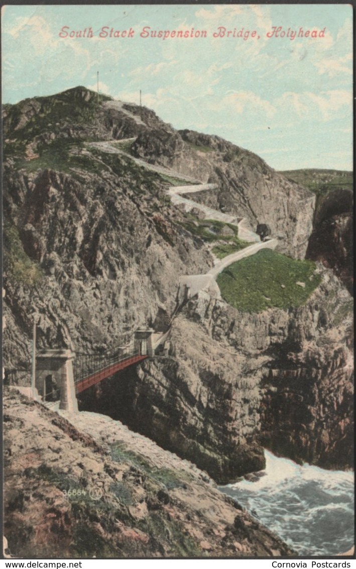 South Stack Suspension Bridge, Holyhead, Anglesey, 1908 - Valentine's Postcard - Anglesey