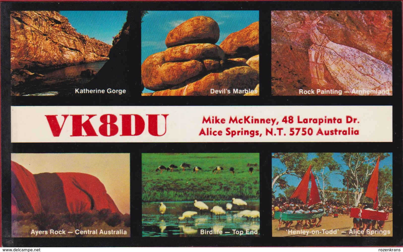 QSL Card Amateur Radio Funkkarte 1981 Australia Australie Alice Springs Ayers Rock Katherine Gorge Henley On Todd - Radio Amateur