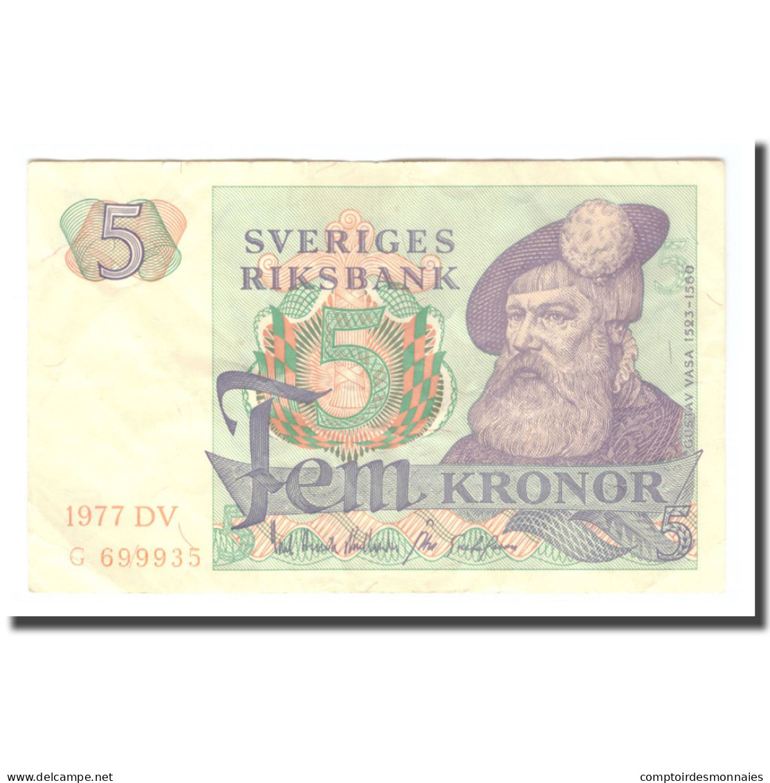 Billet, Suède, 5 Kronor, 1977, 1977, KM:51d, TB+ - Svezia