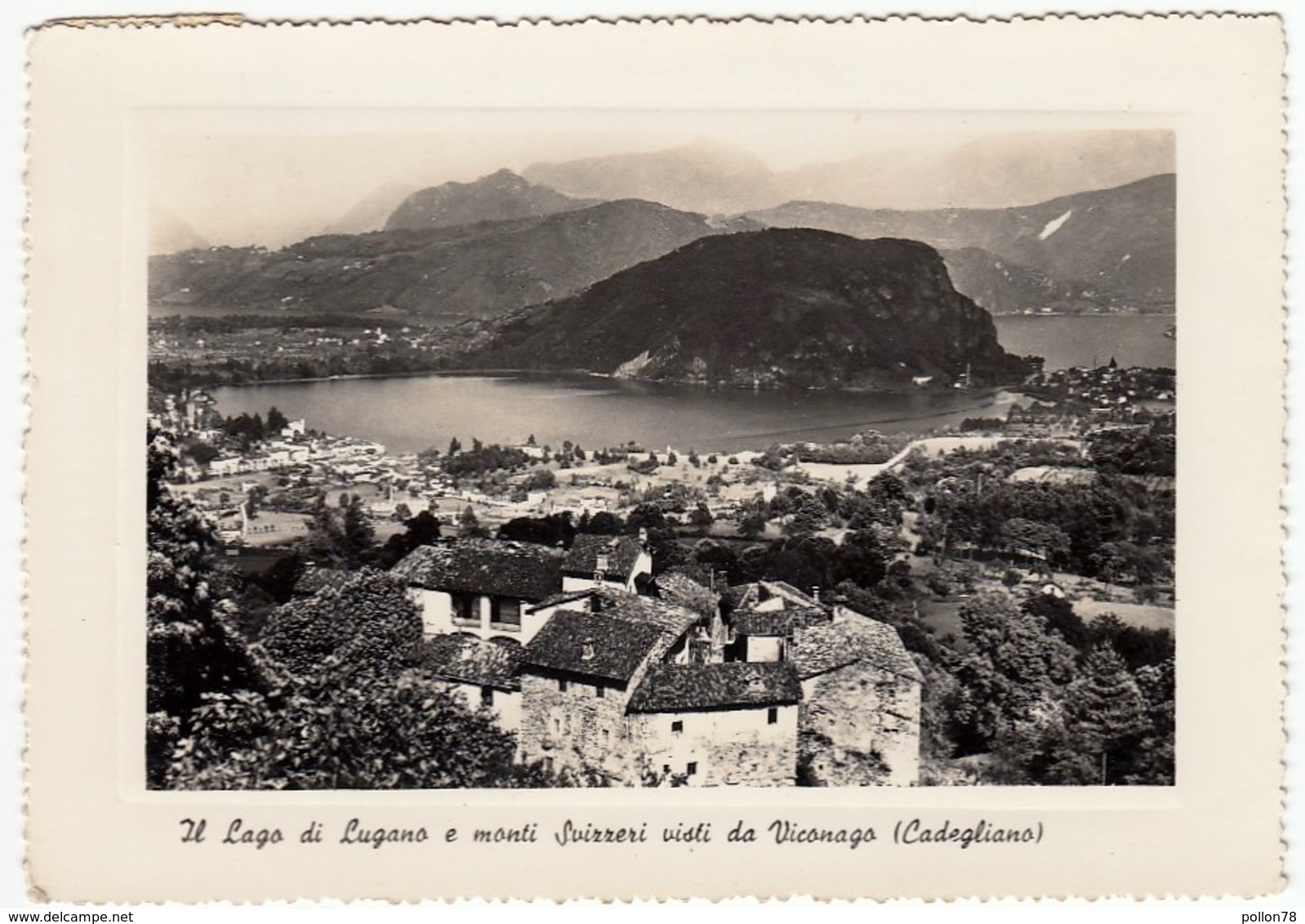 IL LAGO DI LUGANO E MONTI SVIZZERI VISTI DA VICONAGO - CADEGLIANO - VARESE - 1951 - Luino