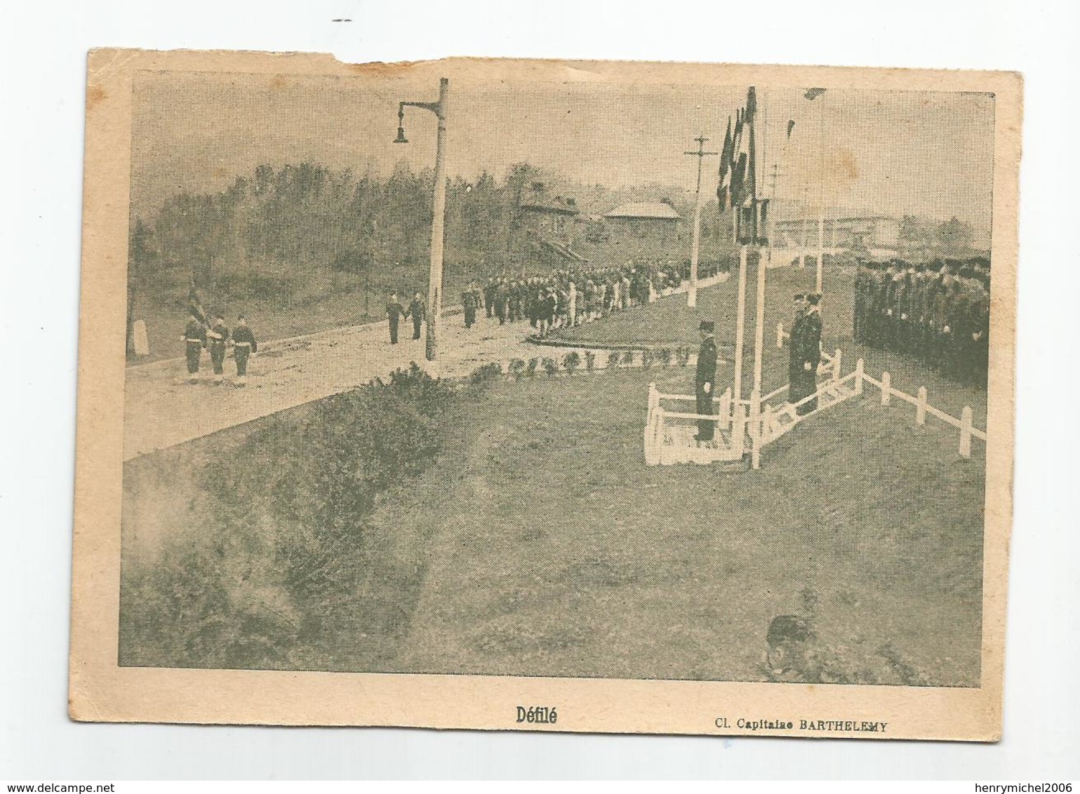 école D'artillerie Idar Oberstein Défilé Cliché Capitaine Barthelemy - Regimenten