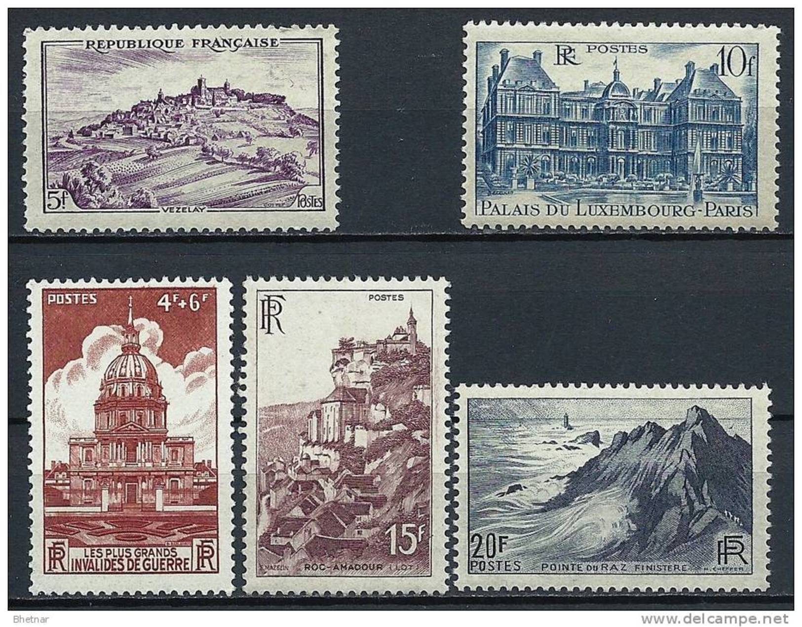 FR YT 751 759 760 763 764 " Monuments Et Sites " 1946 Neuf** - Unused Stamps