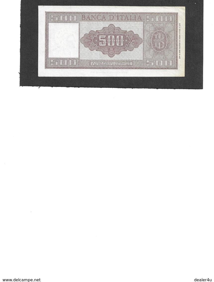 Italy 500 Lira  Series 1947  Unfolded Note - Autres & Non Classés