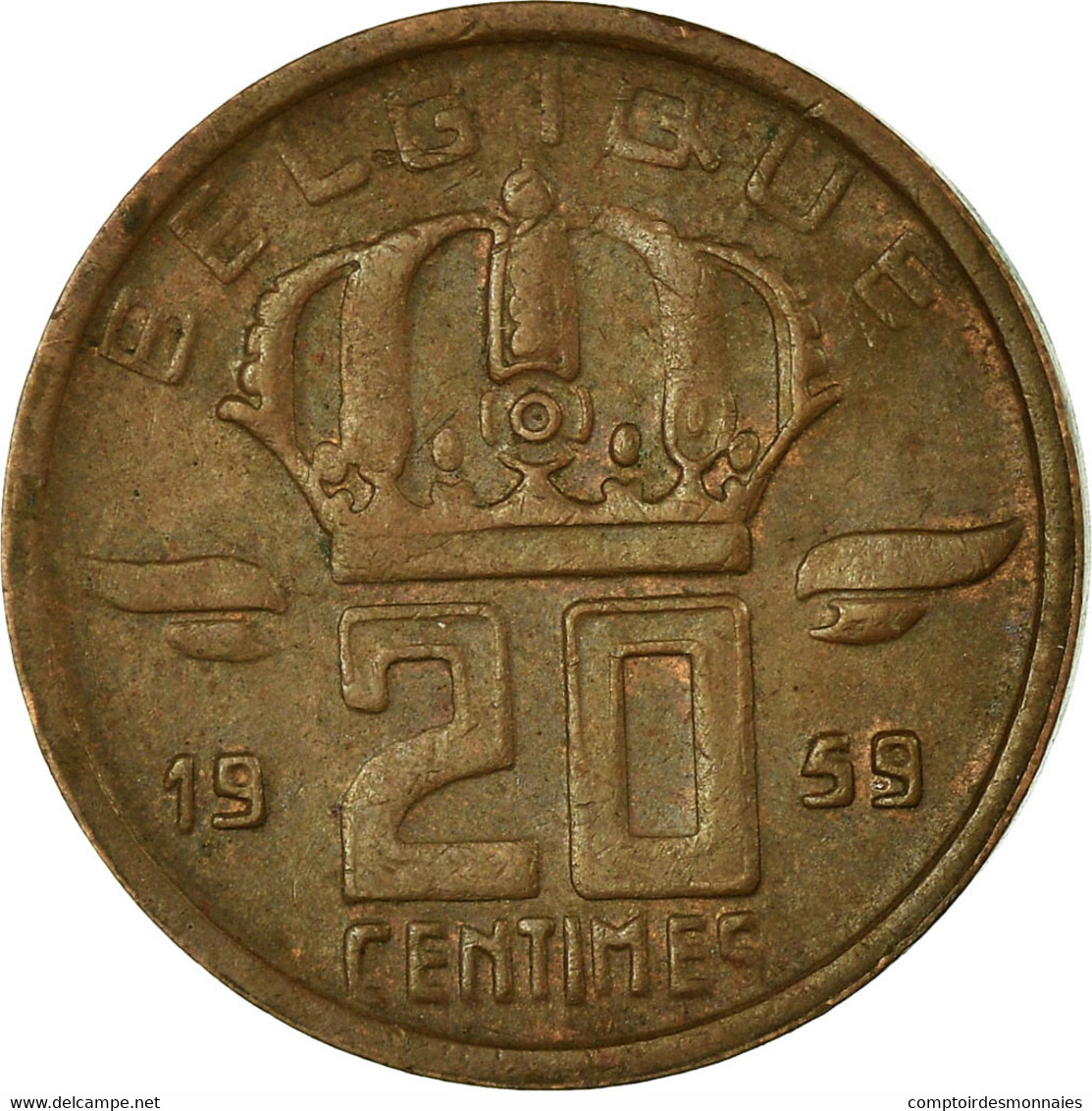 Monnaie, Belgique, 20 Centimes, 1959, TTB, Bronze, KM:146 - 20 Centimes