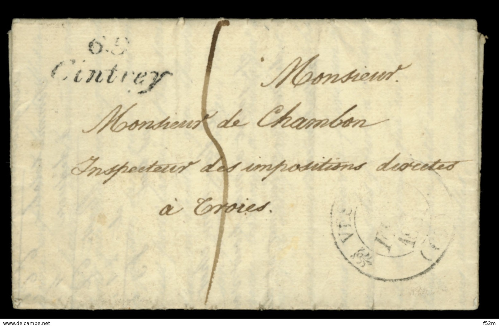 HAUTE SAONE - LAC - Cursive 69 Cintrey + Tàd T12 Vesoul (1831) + Taxe 5 Pour Troyes (9) - 1801-1848: Précurseurs XIX