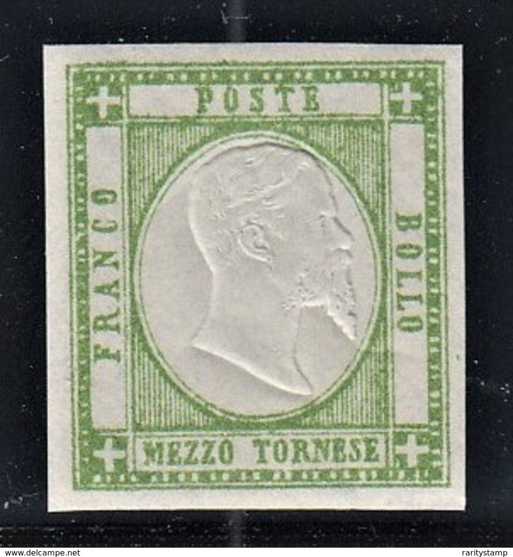 ITALIA ANTICHI STATI PROV. NAPOLETANE 1861 1/2 T. VERDE NUOVO GOMMA INTEGRA** PERIZIATO VACCARI QUALITA' LUSSO CV € 80 - Naples