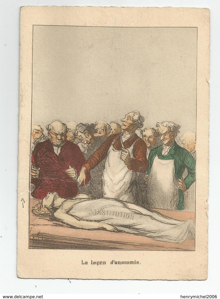 Carte Satirique Polistique La Constitution Leçon D'anatomie - Satirical