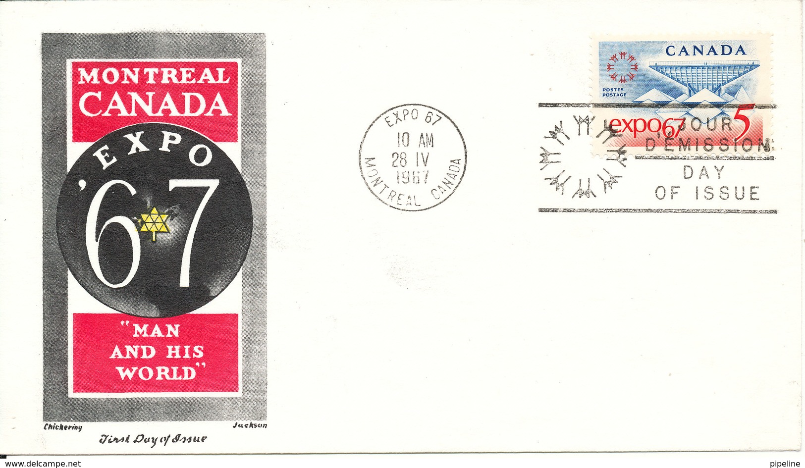 Canada FDC 28-4-1967 Expo 67 Montreal With Cachet - 1967 – Montreal (Kanada)