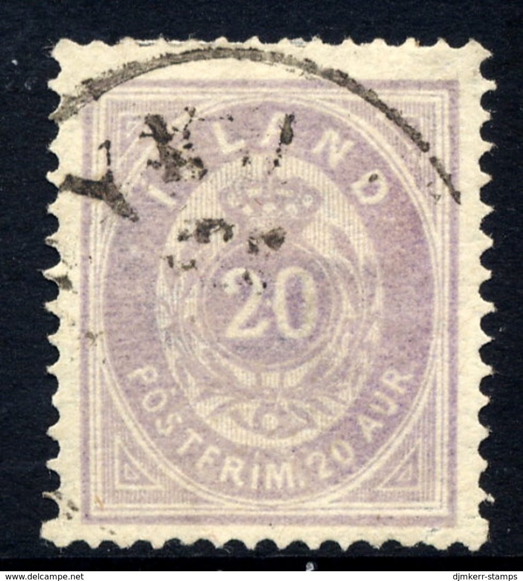 1876 20 Aurar Pale Lilac (blurred Printing) Perforated 14 X 13½ Used.  Michel 10A - Usados