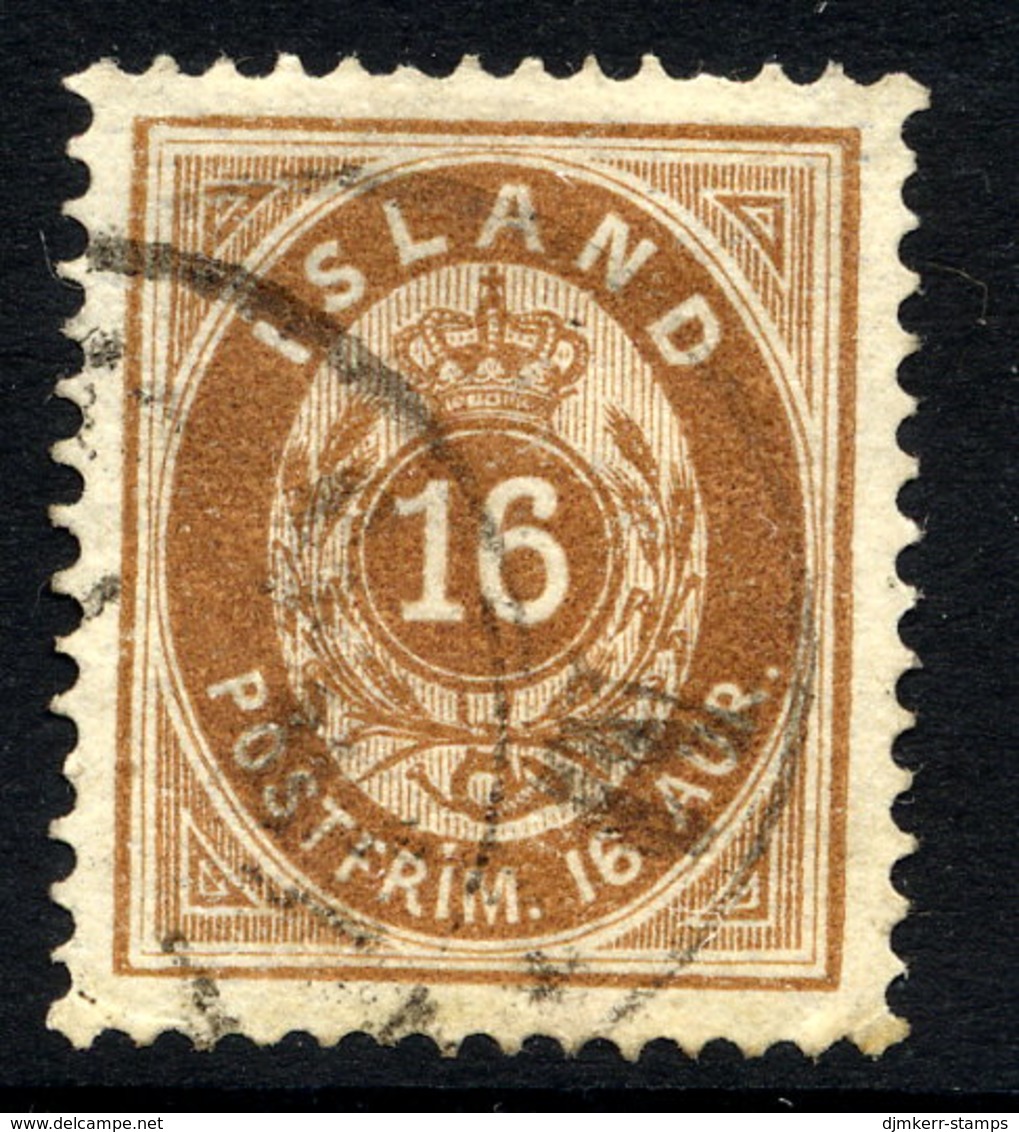 ICELAND 1876 16 Aurar Perforated 14:13½, Used.  Facit 13A - Gebraucht