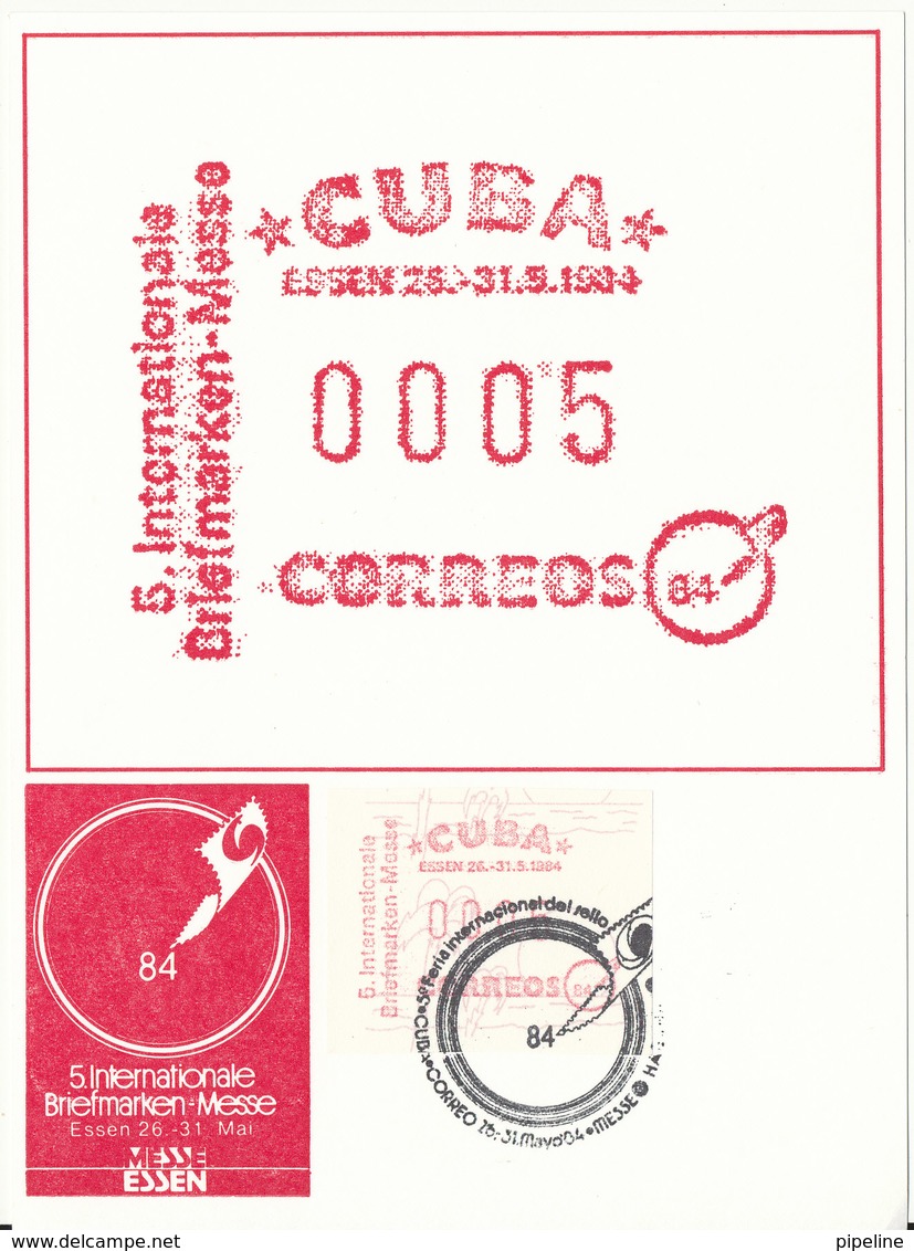 Cuba ATM FRAMA Label On Card German 5. Internationale Briefmarken-Messe Essen 26-31/5-1984 - Franking Labels