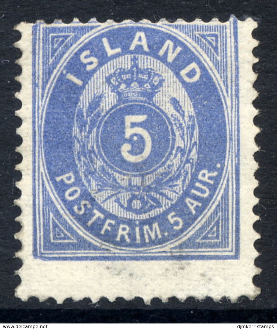 ICELAND 1876 Arms Definitive 5 Aur. Perforated 14:13½ LHM / *.  Michel 6 A - Nuevos